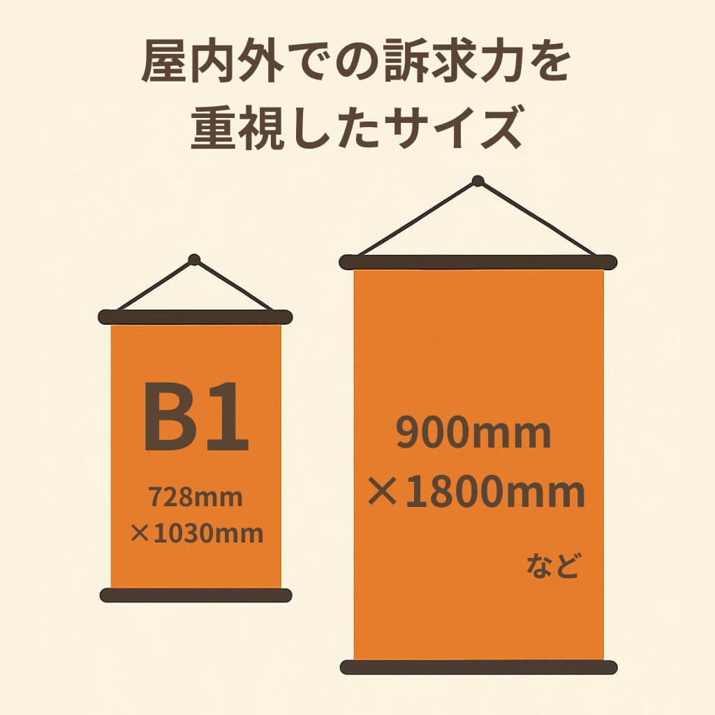 屋内外での訴求力を重視したサイズ